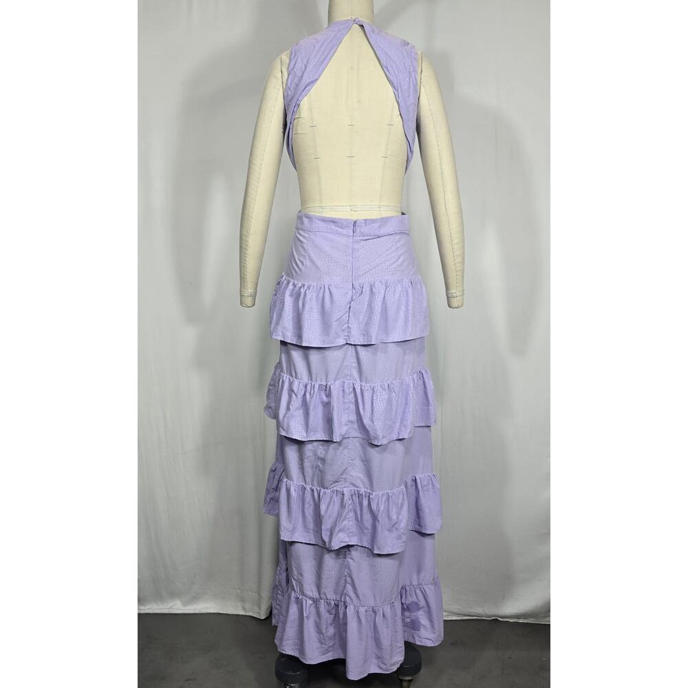 Line & Dot Lavender Ruffle Maxi Dress - Picture 3 of 4